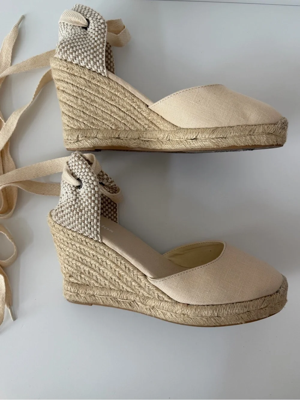 Soludos The Marseille Wedge Espadrille in La Concha Ivory, Size 7